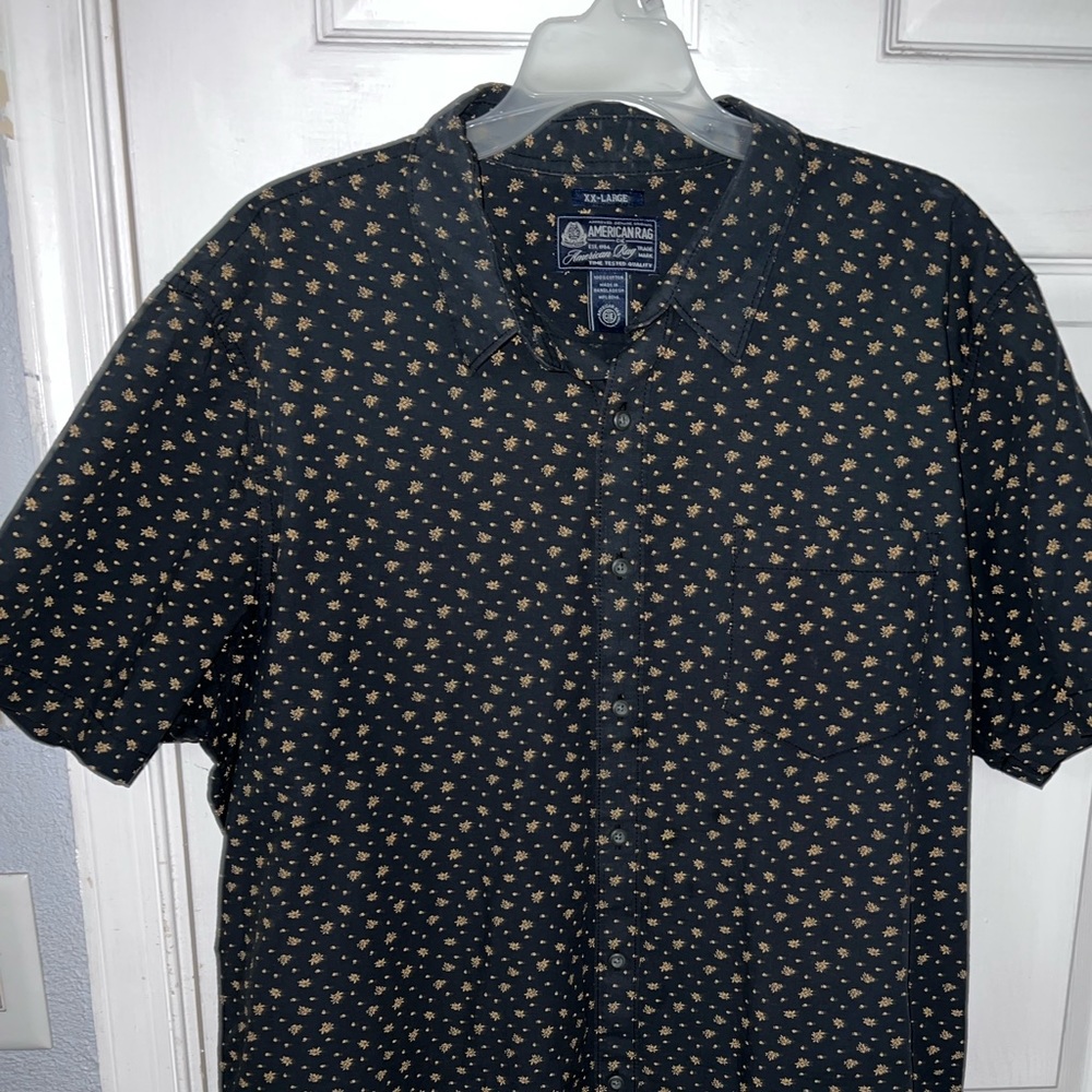 Black mini flowers button down shirt